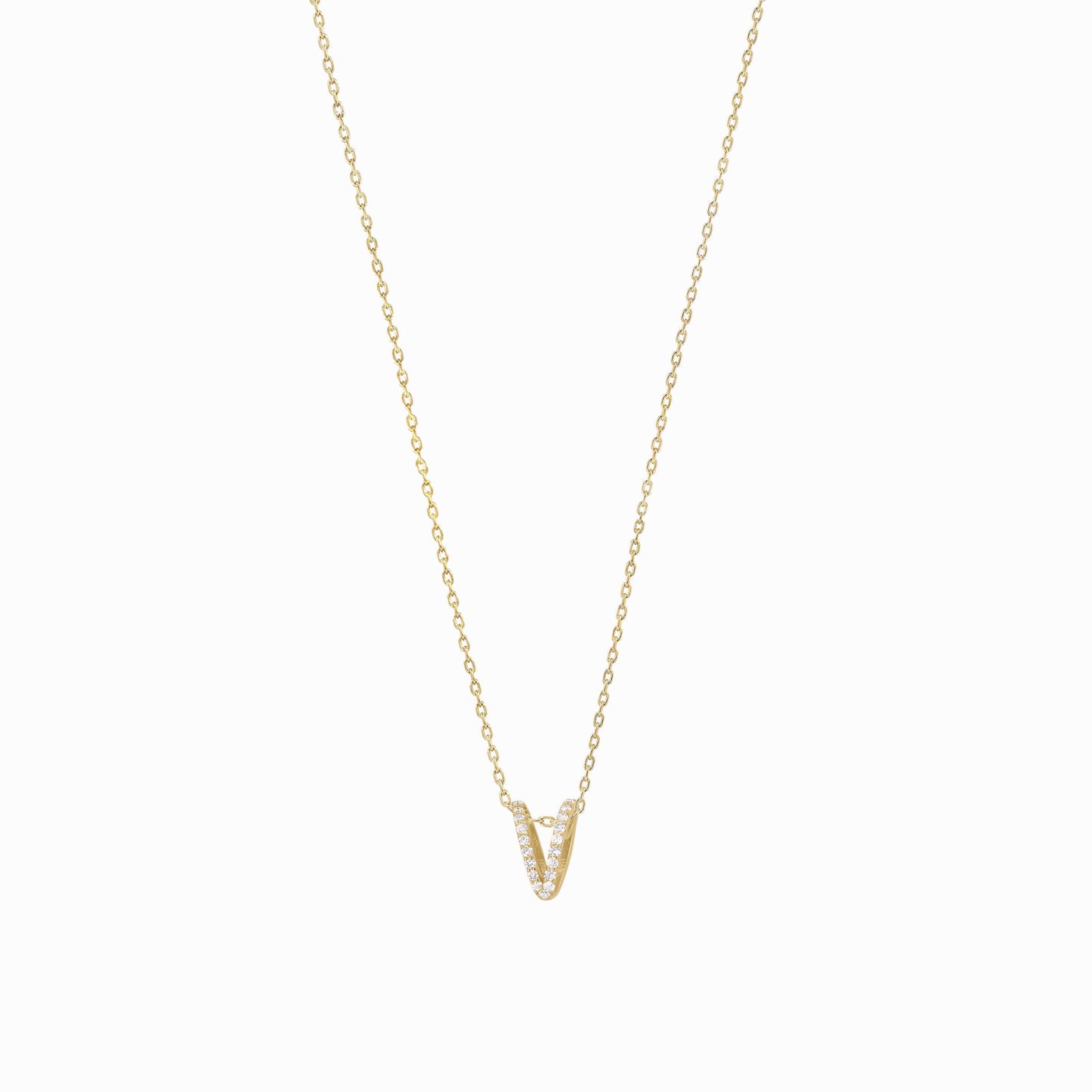 Eclipse Initial Letter Pavé Lab Diamond Necklace 14K Solid Gold