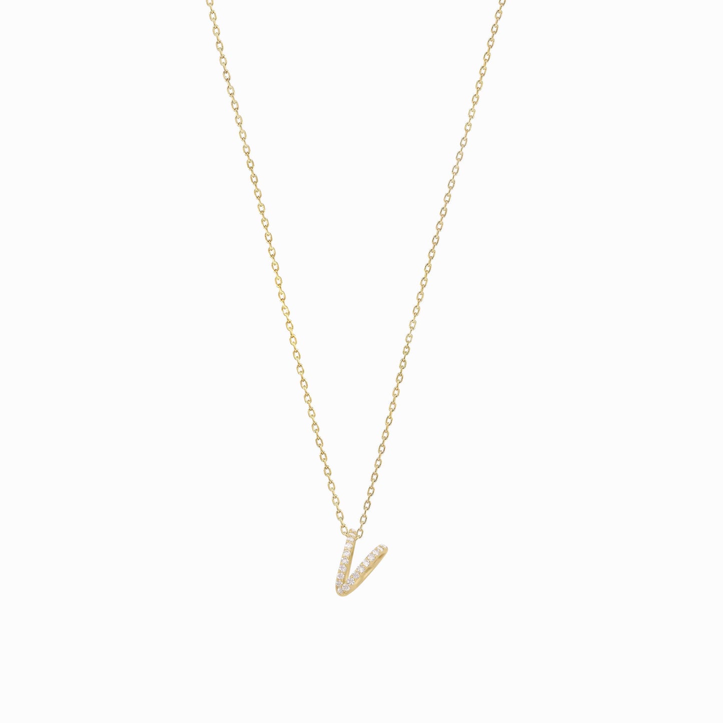 Eclipse Initial Letter Pavé Lab Diamond Necklace 14K Solid Gold
