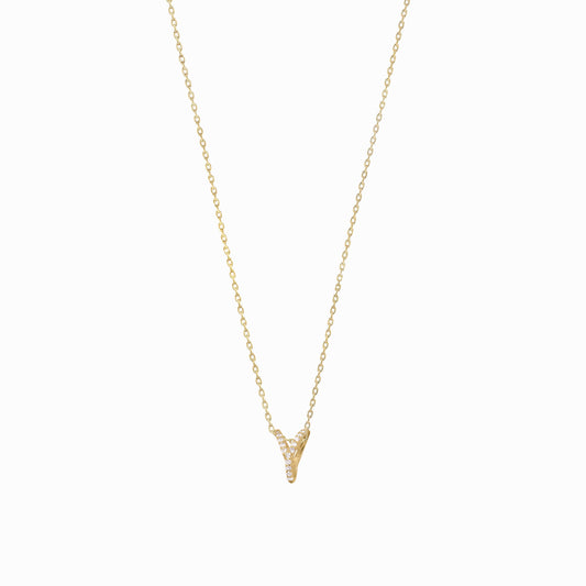 Eclipse Y Initial Letter Pavé Lab Diamond Necklace 14K Solid Gold