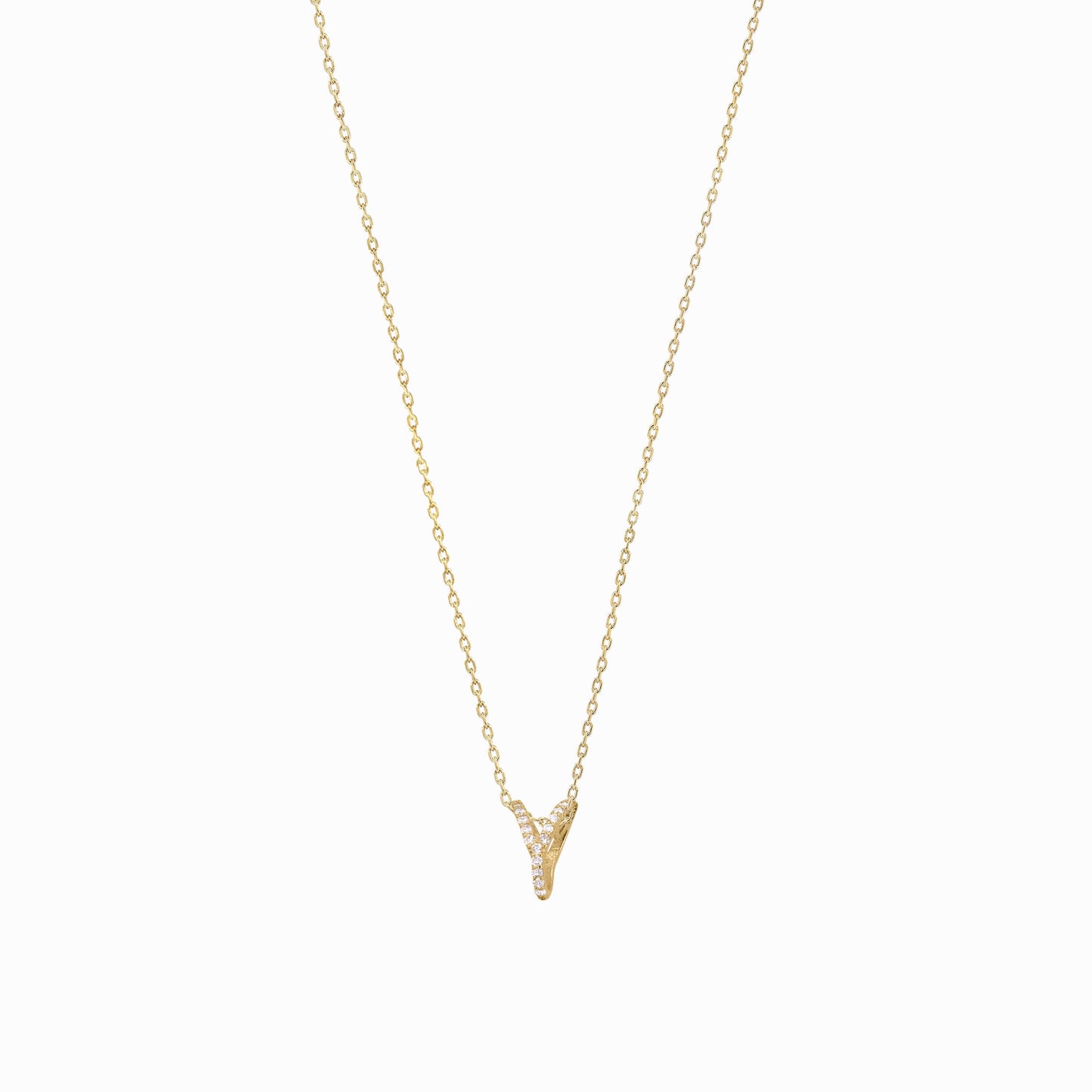 Eclipse Initial Letter Pavé Lab Diamond Necklace 14K Solid Gold