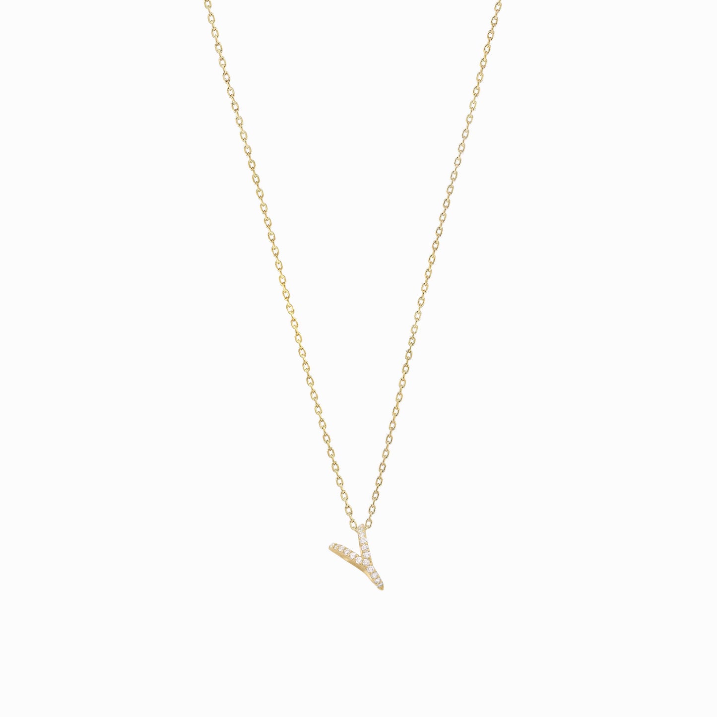 Eclipse Initial Letter Pavé Lab Diamond Necklace 14K Solid Gold