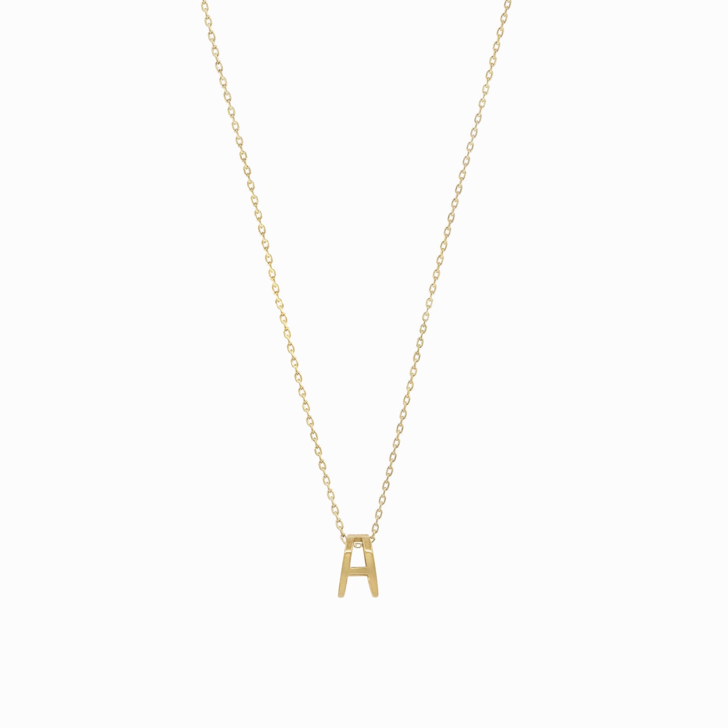 Eclipse A Initial Letter Necklace 14K Solid Gold