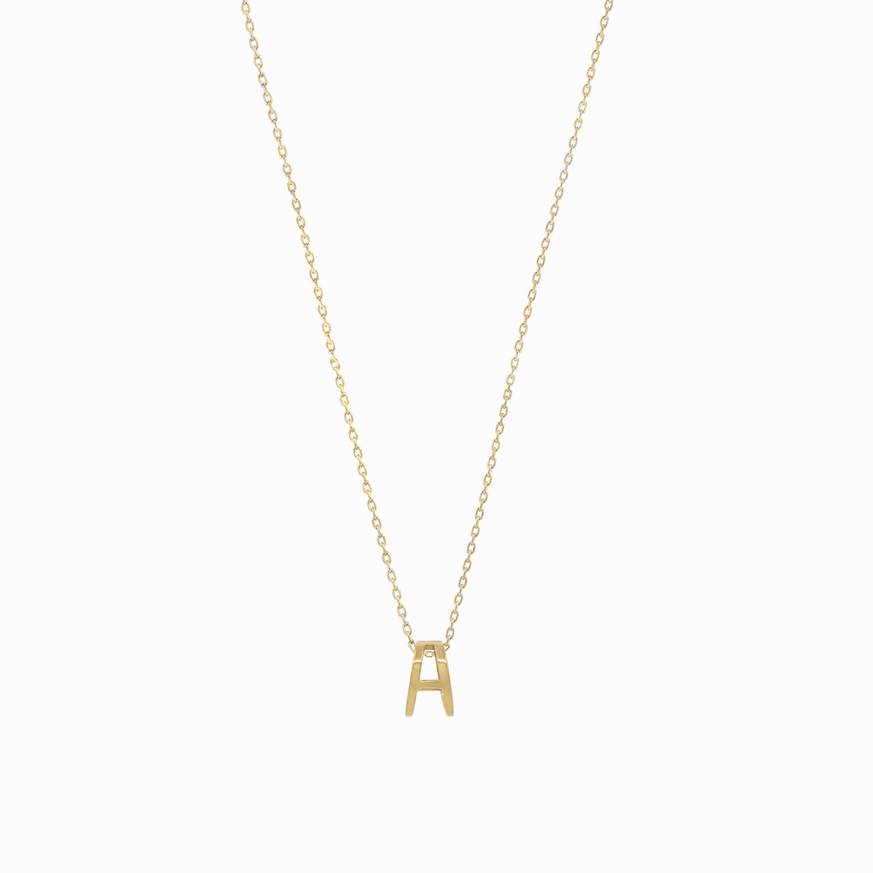 Eclipse A Initial Letter Necklace 14K Solid Gold