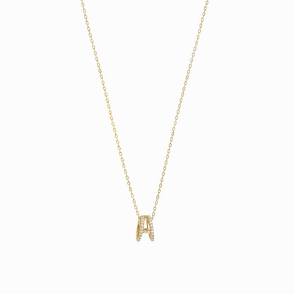 Eclipse M Initial Letter Pavé Natural Diamond Necklace 14K Solid Gold