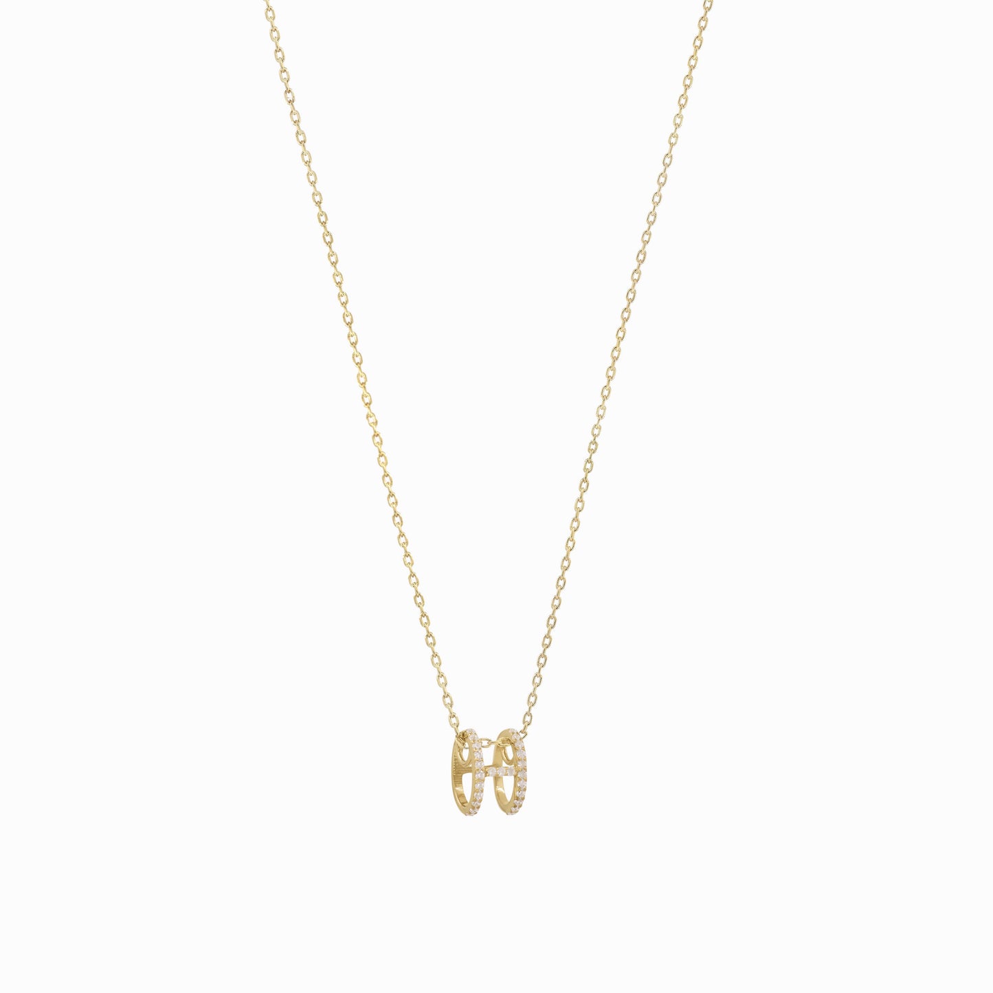 Eclipse H Initial Letter Pavé Diamond Necklace