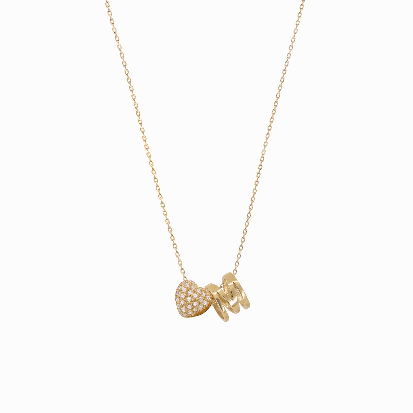 Eclipse M Initial Letter 14k Solid Gold Necklace