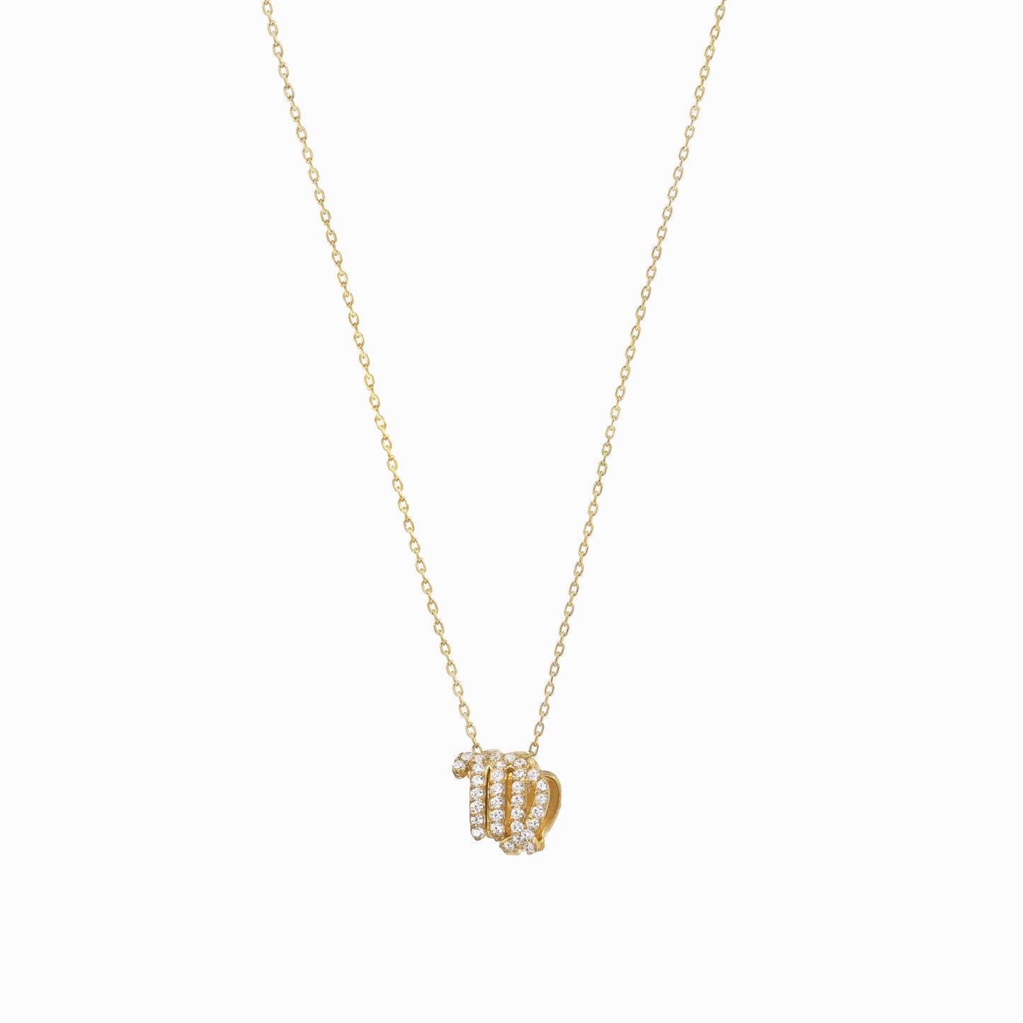Eclipse Virgo Zodiac Pavé Diamond Pendant 14K Solid Gold