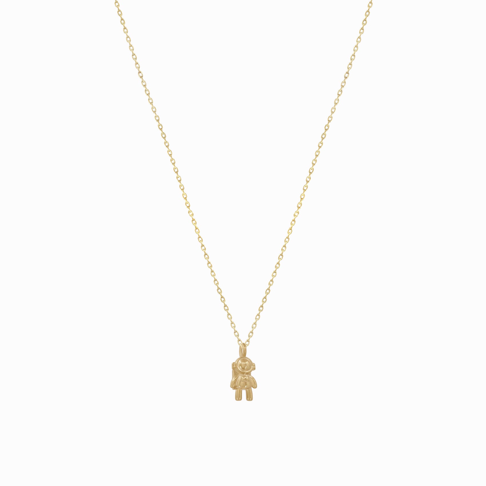 Astronaut Pendant Charm Necklace 14K Gold