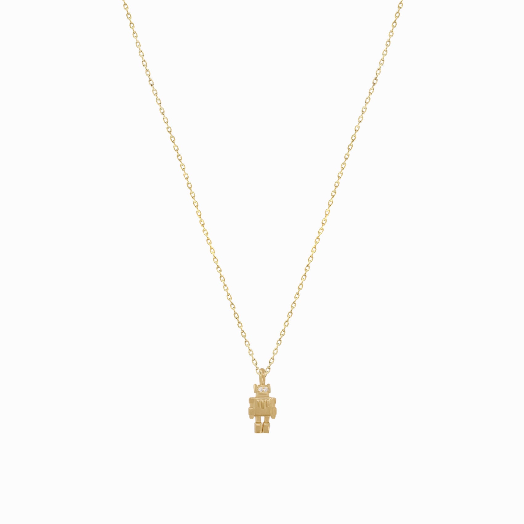 Robot Toto Pavé Diamond Pendant Gold Necklace