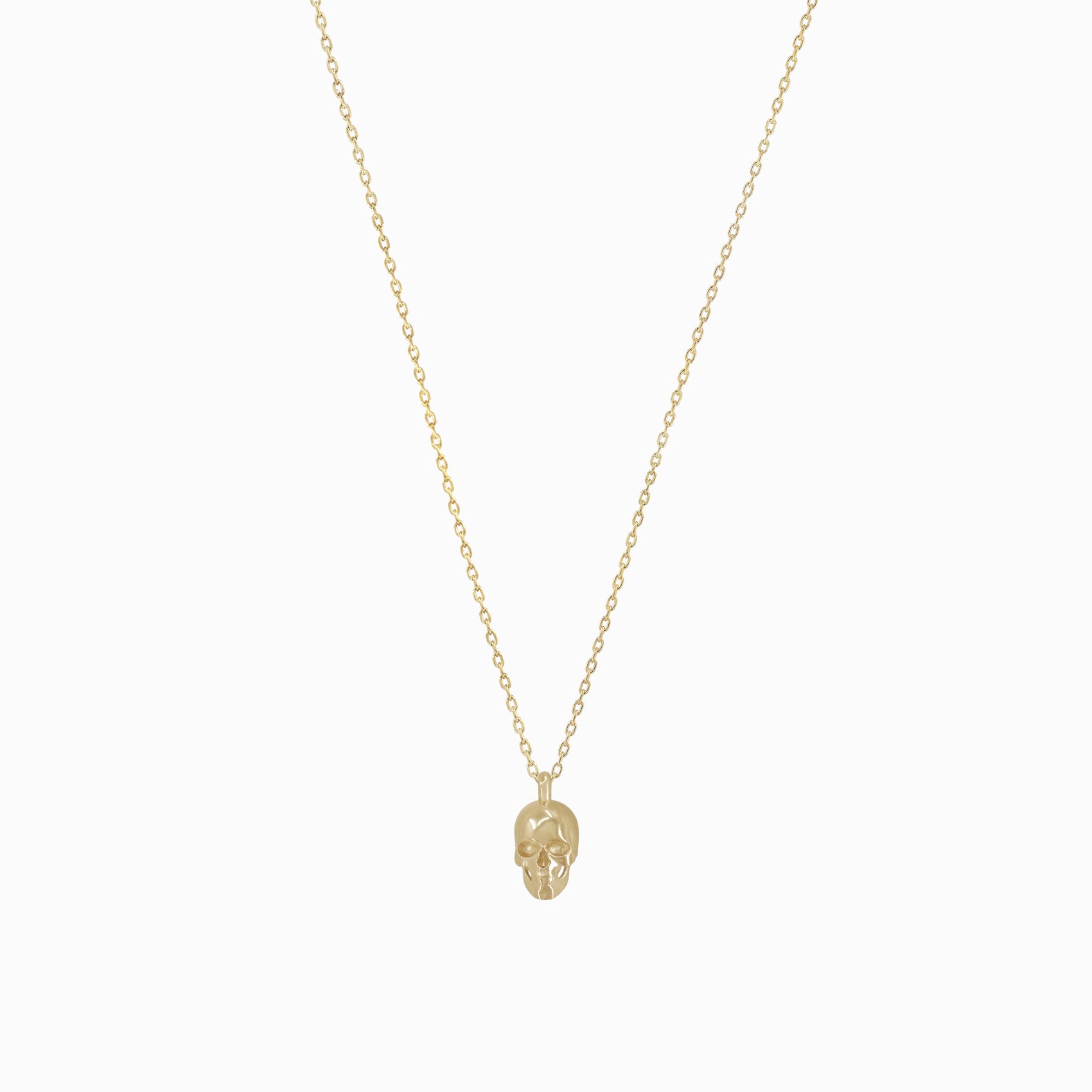 Skull Pendant Necklace 14K Solid Gold