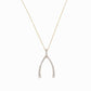 Wishbone Pavé Lab Diamond Necklace 14K Solid Gold Lucky Charm