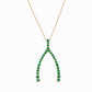 Wishbone Natural Emerald Necklace 14K Solid Gold Lucky Charm