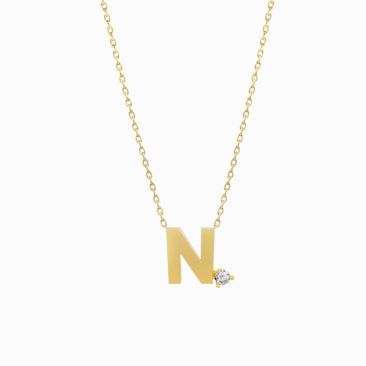 J Initial Letter Point Natural Diamond Necklace 14K Solid Gold