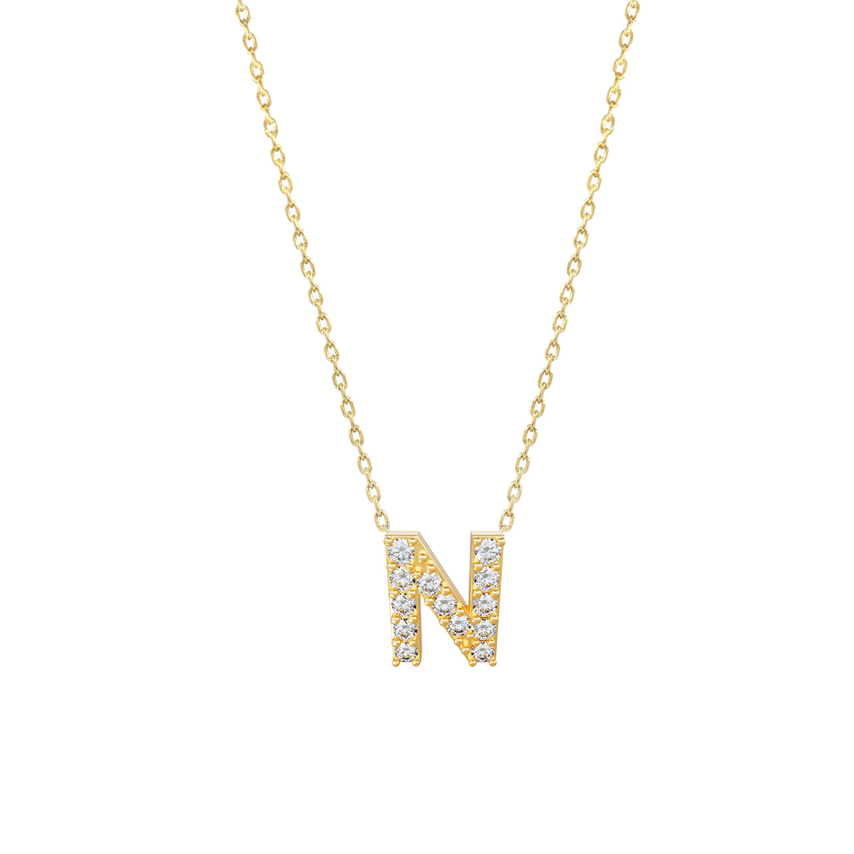 J Initial Letter Pavé Natural Diamond Necklace 14K Solid Gold