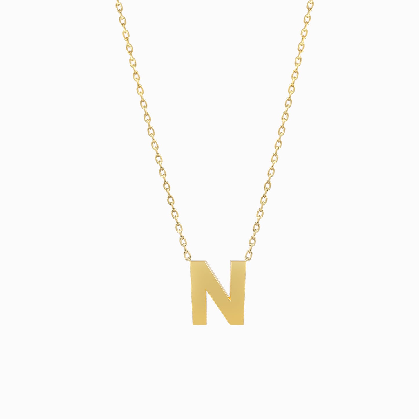 A Initial Letter Necklace 14K Solid Gold