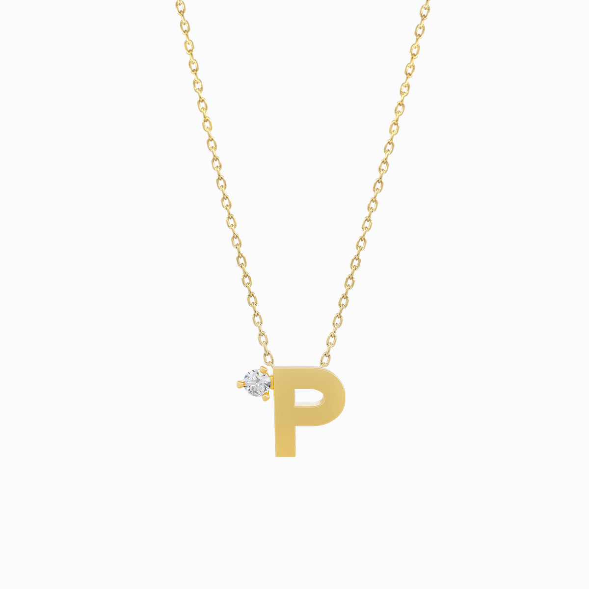 J Initial Letter Point Natural Diamond Necklace 14K Solid Gold