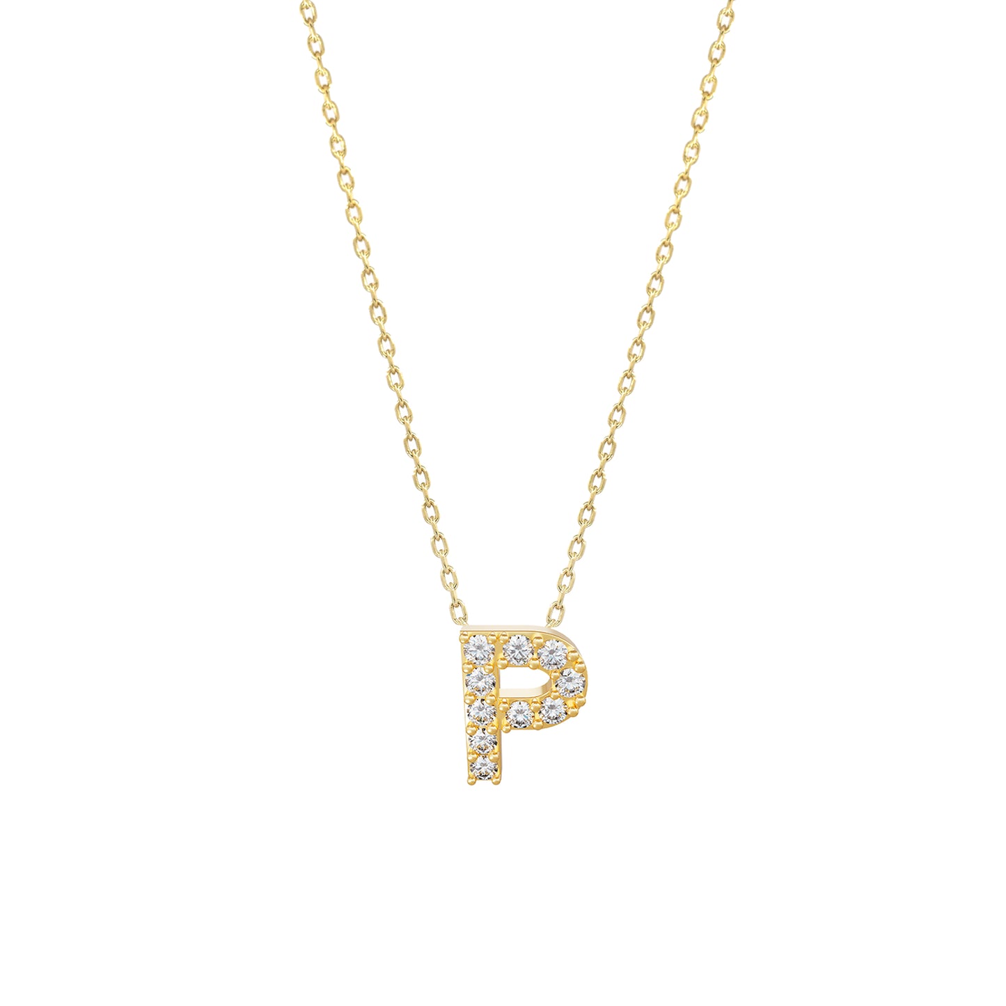J Initial Letter Pavé Natural Diamond Necklace 14K Solid Gold