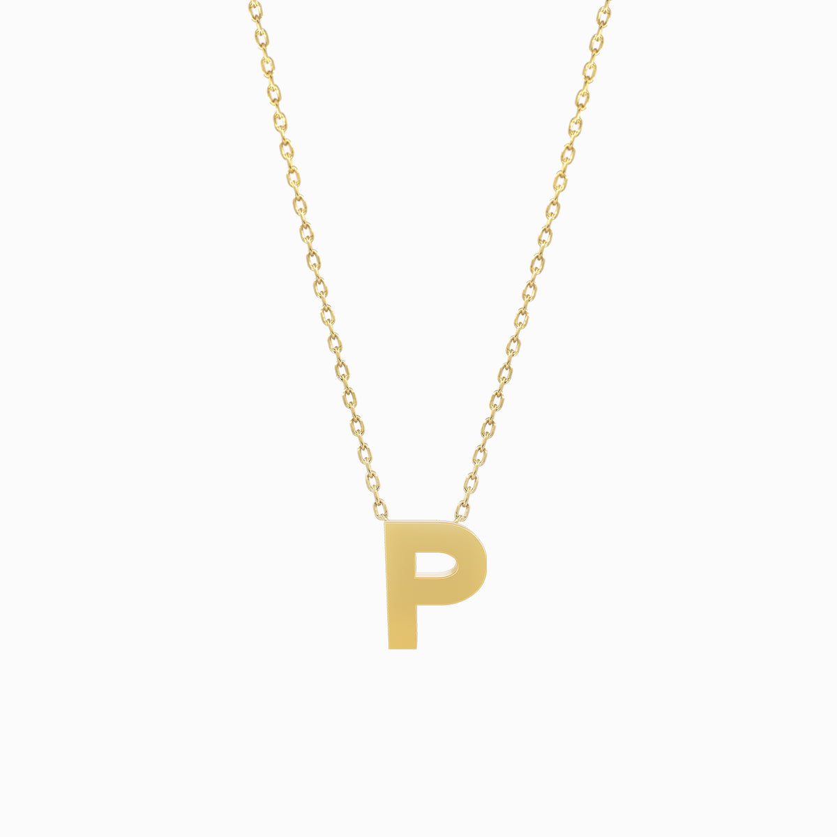A Initial Letter Necklace 14K Solid Gold