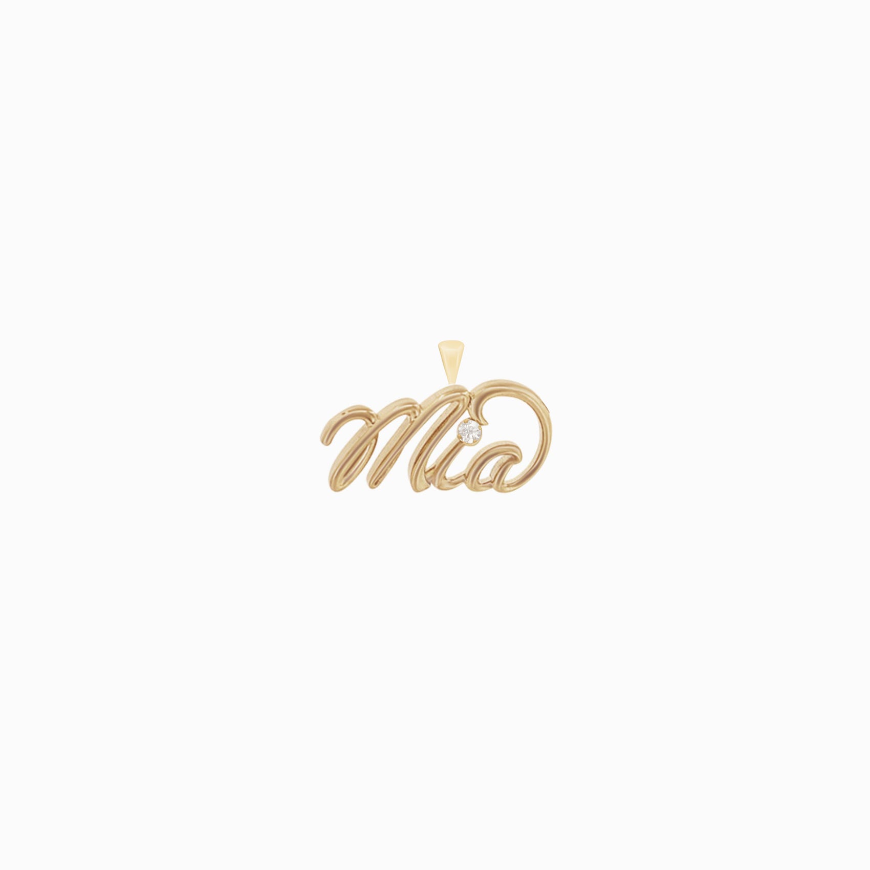 Custom Name Pendant Script Word MIA 14K Solid Gold – Personalized