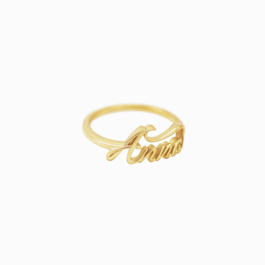 Custom Script Letters Name Ring ANNA 14K Solid Gold – Personalized