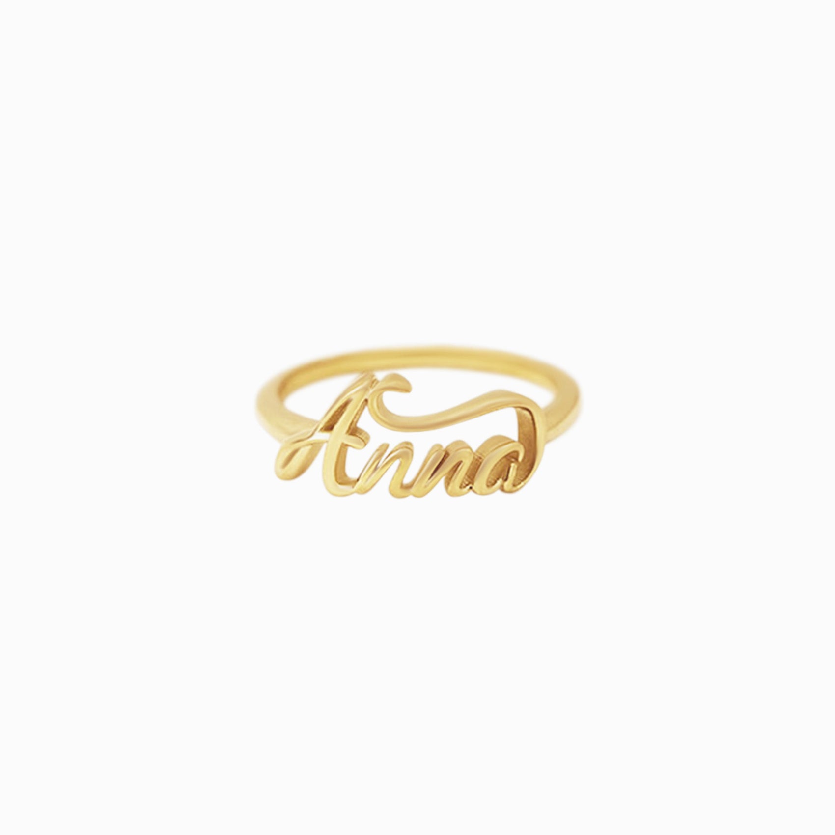 Custom Script Letters Name Ring ANNA 14K Solid Gold – Personalized