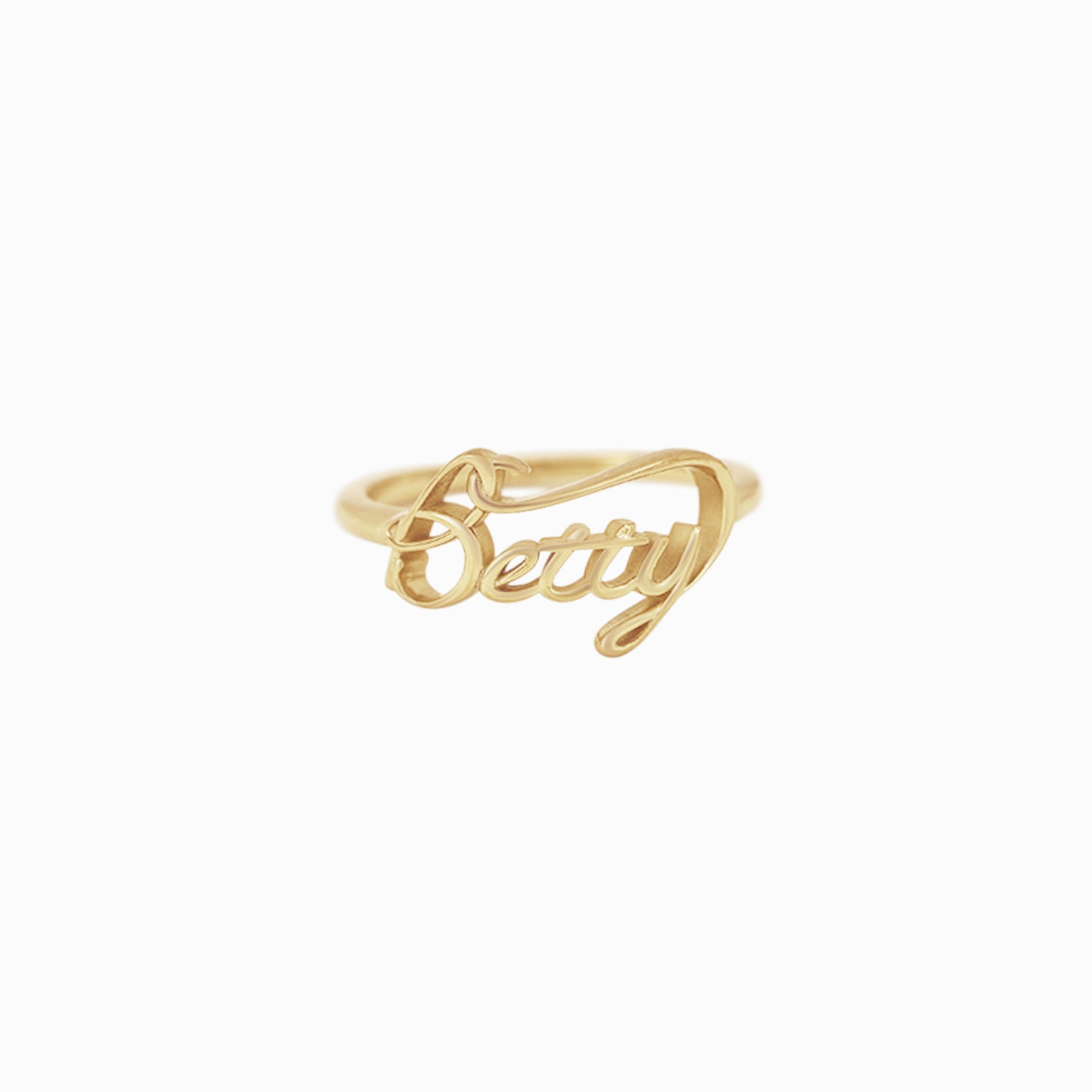Custom Script Letters Name Ring BETTY 14K Solid Gold – Personalized