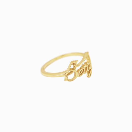 Custom Script Letters Name Ring BETTY 14K Solid Gold – Personalized