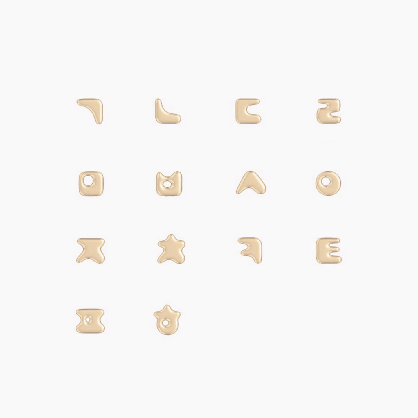 ㄱ Puffy Hangul Initial Charm Small Korean Letter 14K Solid Gold