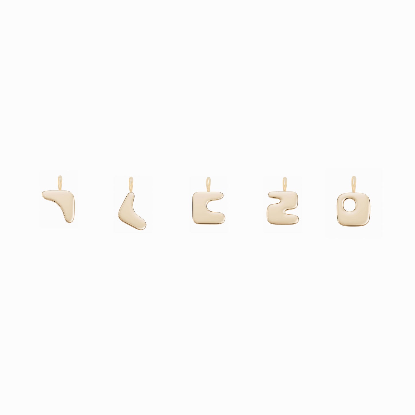 ㄱ Puffy Hangul Initial Charm Small Korean Letter 14K Solid Gold