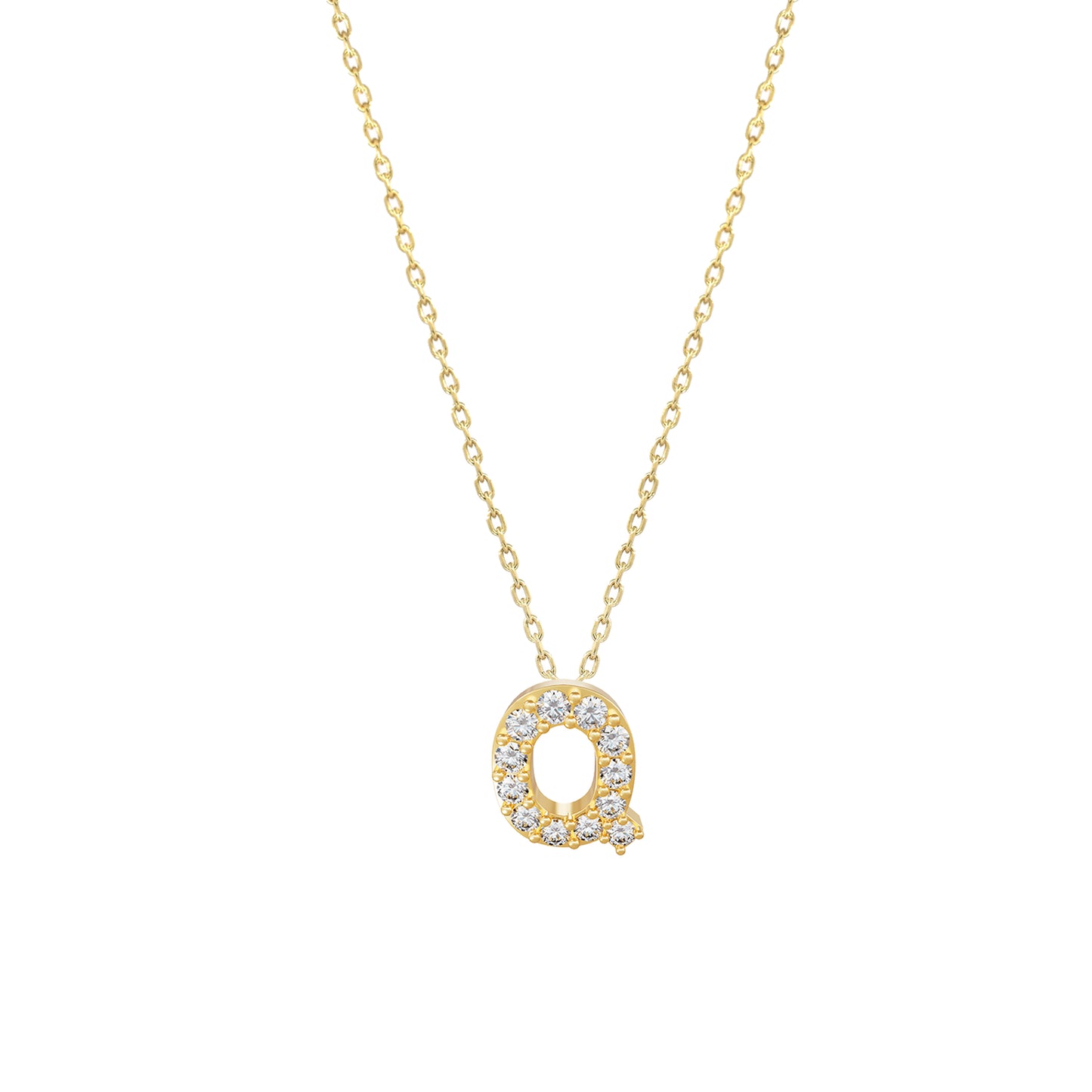 J Initial Letter Pavé Natural Diamond Necklace 14K Solid Gold