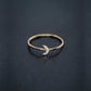 Crescent Moon Line Pavé Diamond Ring 14K Solid Gold
