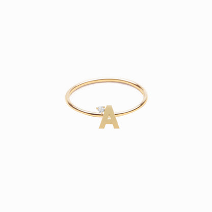S Line Initial Letter One Lab Diamond Ring 14K Solid Gold