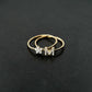 M Line Initial Letter Pavé Diamond Ring 14K Solid Gold