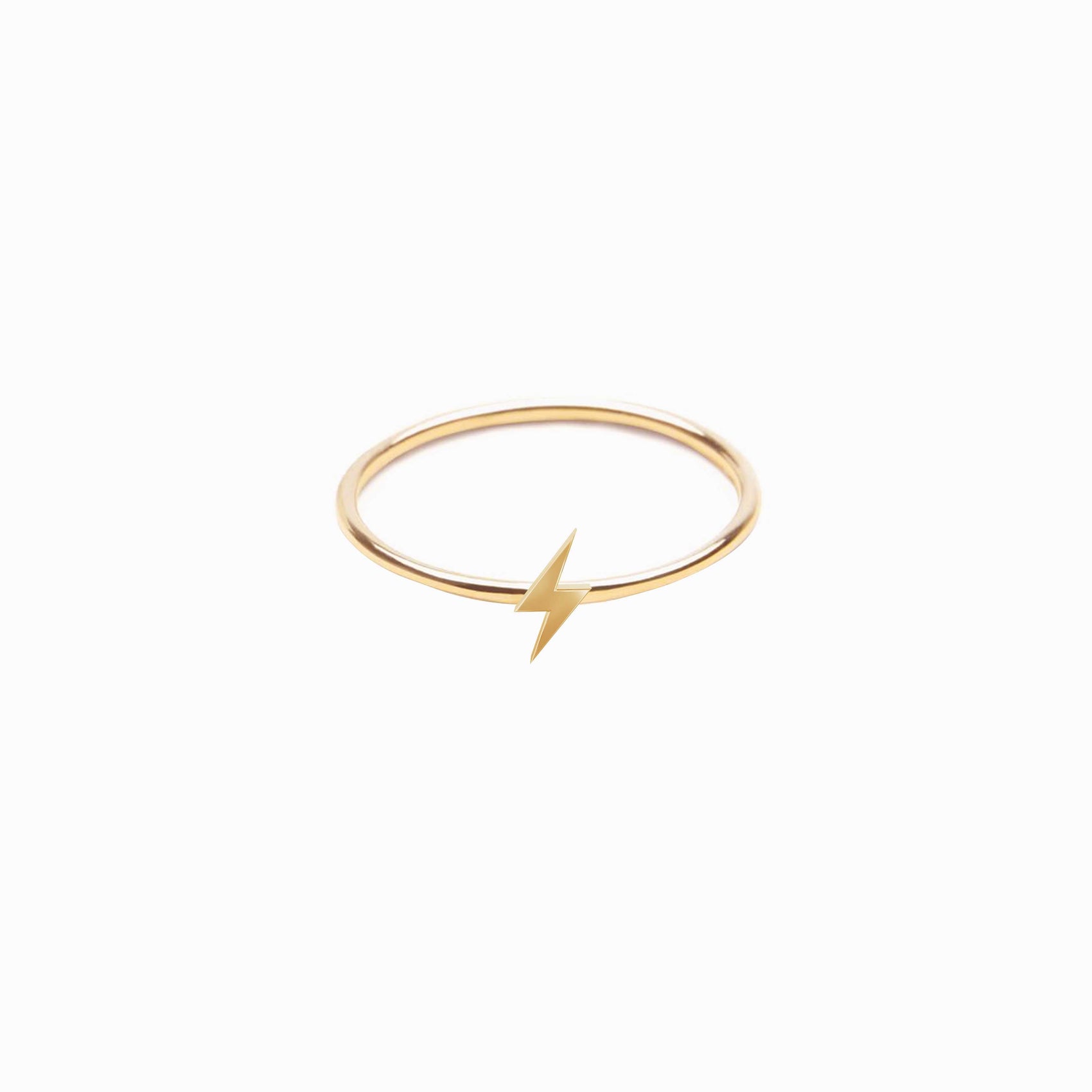 Lightning Bolt Line Ring 14K  Solid Gold