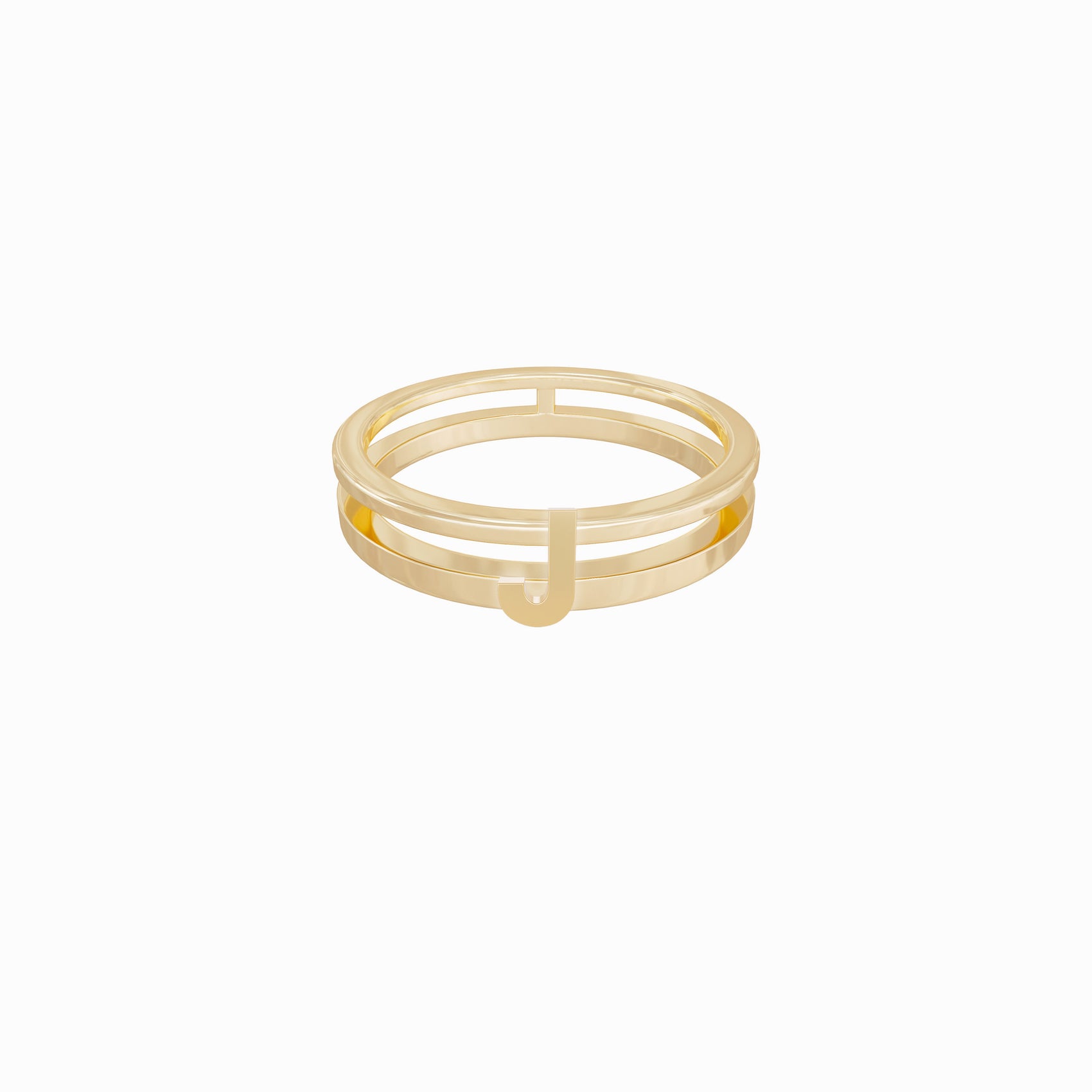 R2ISJ5PL 01 J initial Letter Solid Gold Ring