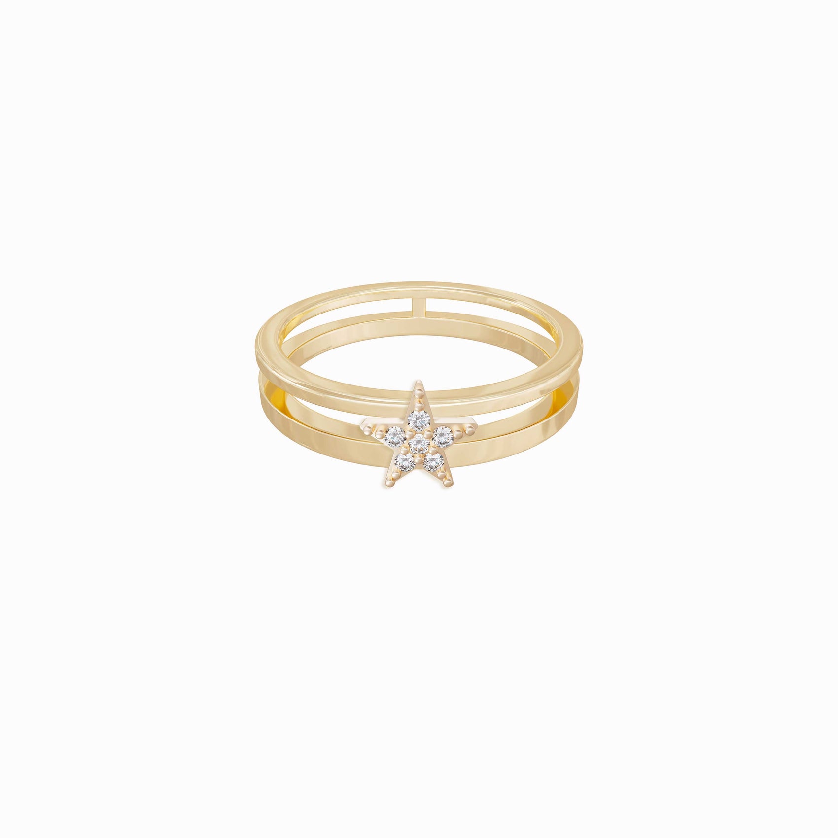 Star Pavé Lab Diamond Ring 14K  Solid Gold
