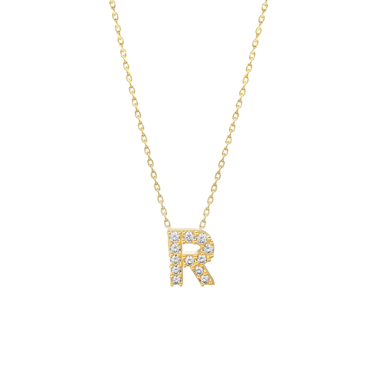 J Initial Letter Pavé Natural Diamond Necklace 14K Solid Gold
