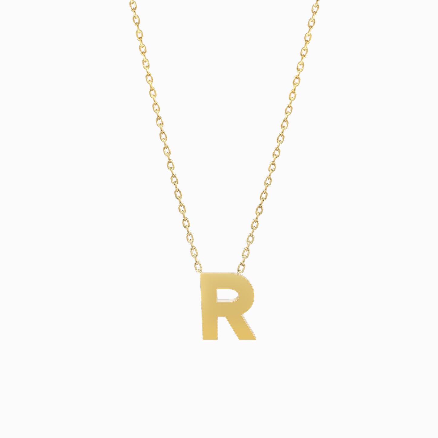 A Initial Letter Necklace 14K Solid Gold