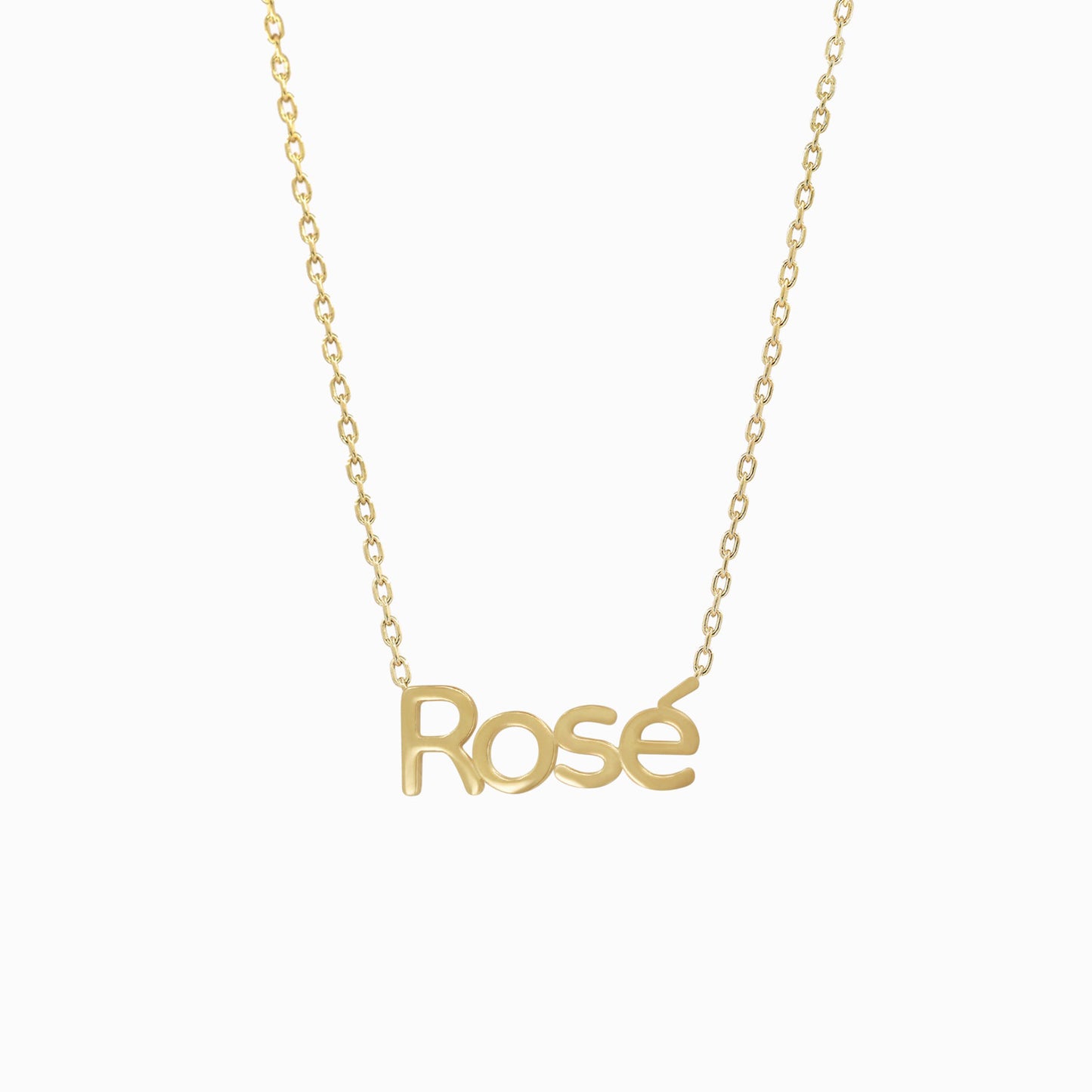 Rose Custom Word Necklace in 14K Solid Gold – Personalized Name