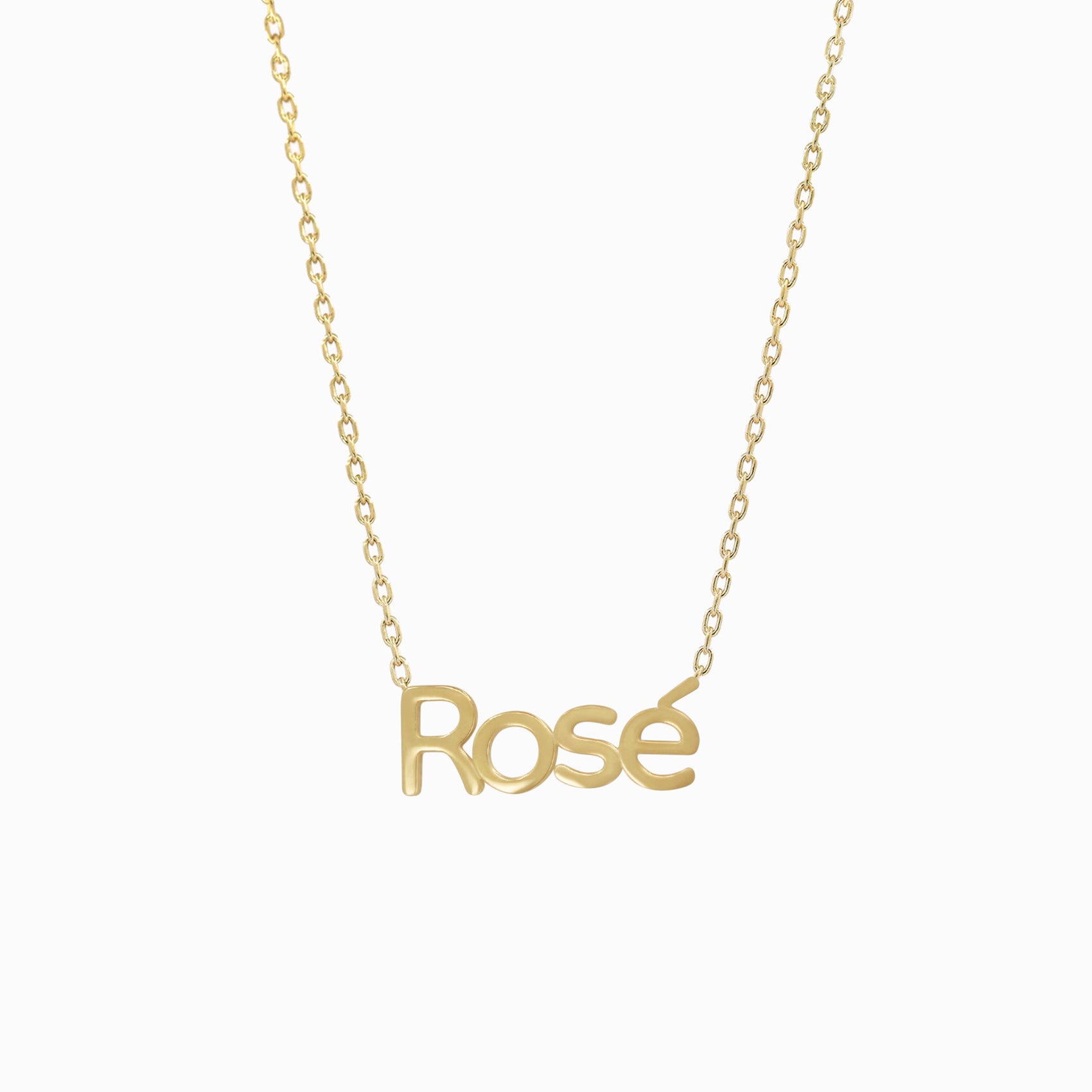 Rose Custom Word Necklace in 14K Solid Gold – Personalized Name