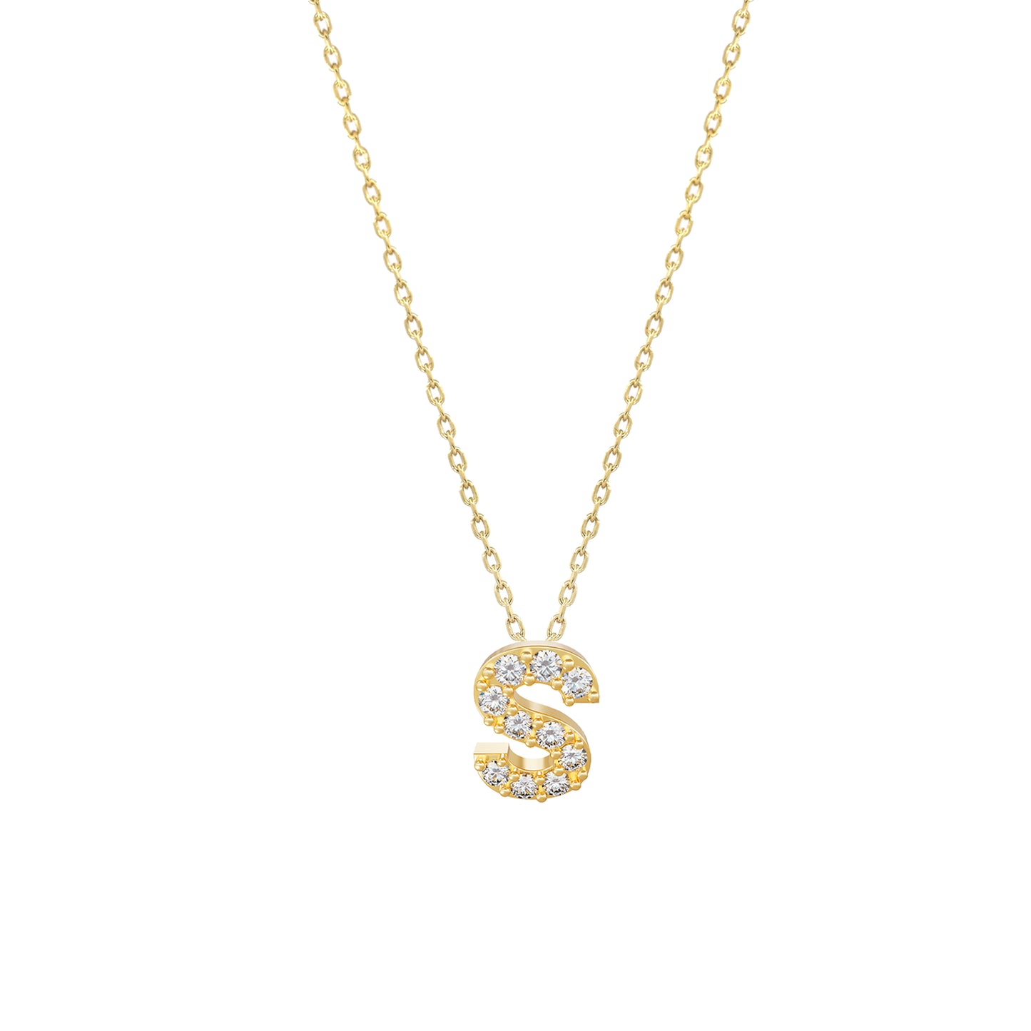 J Initial Letter Pavé Natural Diamond Necklace 14K Solid Gold