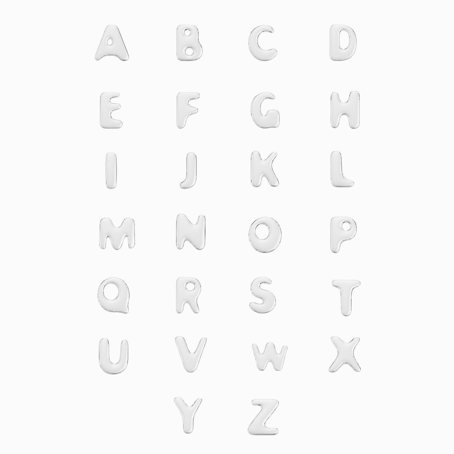 Soft Puffy Initial Letter Necklace in Sterling Silver | Bubble Initial Jewelry