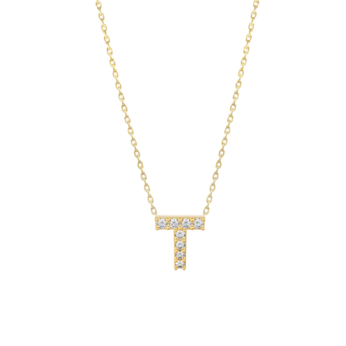 J Initial Letter Pavé Natural Diamond Necklace 14K Solid Gold