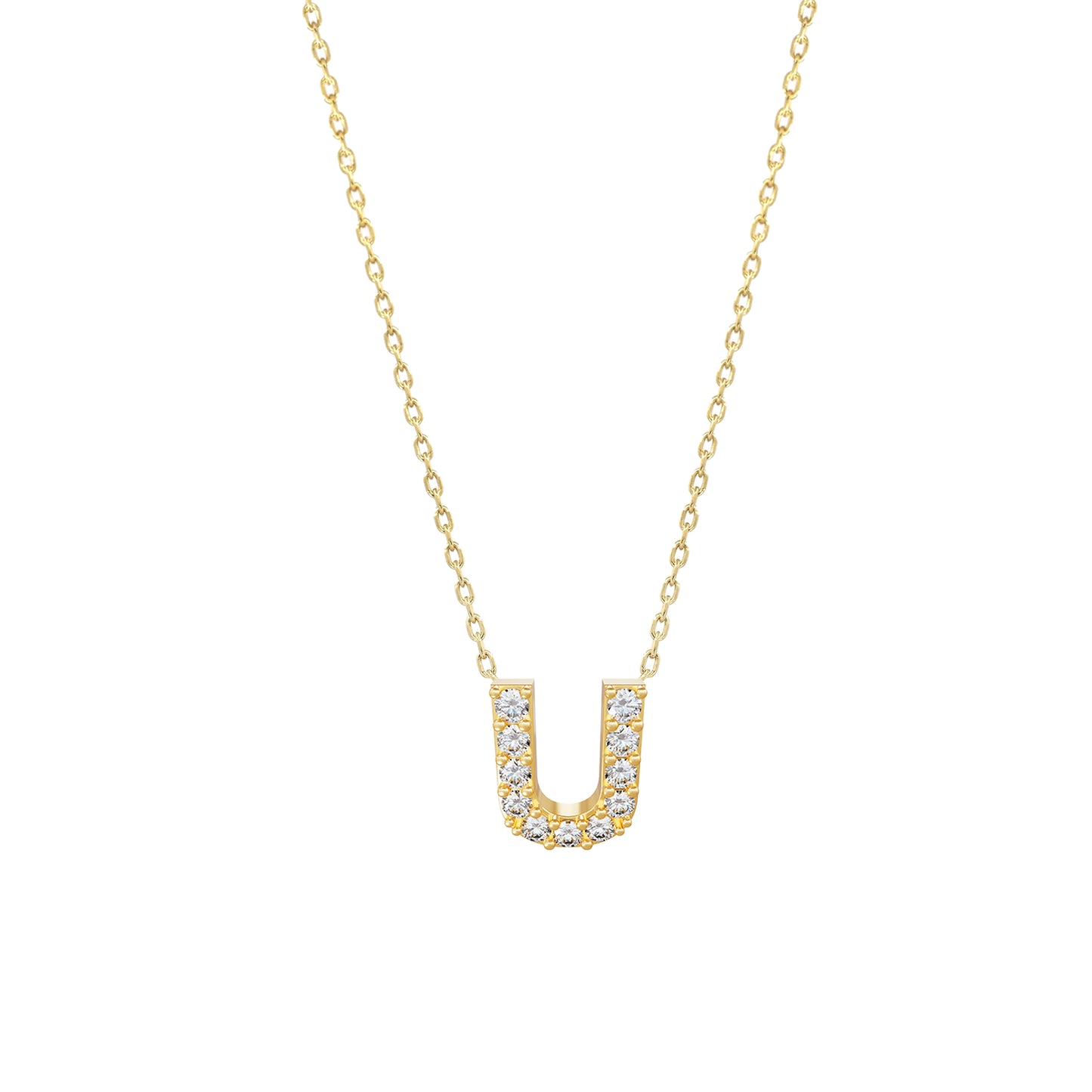 J Initial Letter Pavé Natural Diamond Necklace 14K Solid Gold