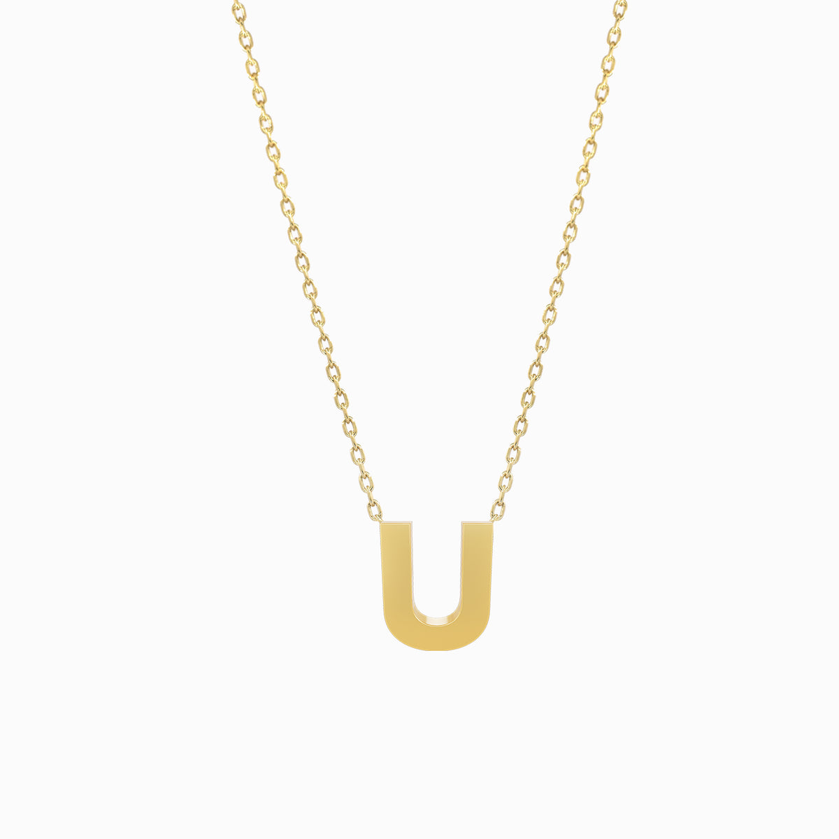 A Initial Letter Necklace 14K Solid Gold
