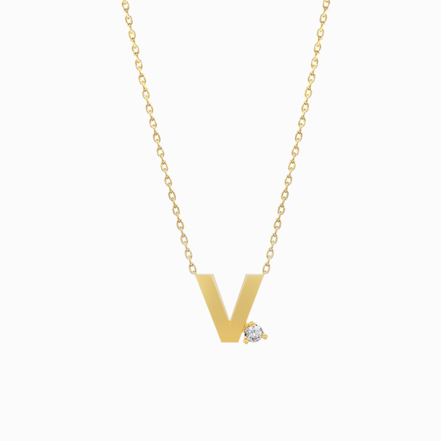 J Initial Letter Point Natural Diamond Necklace 14K Solid Gold