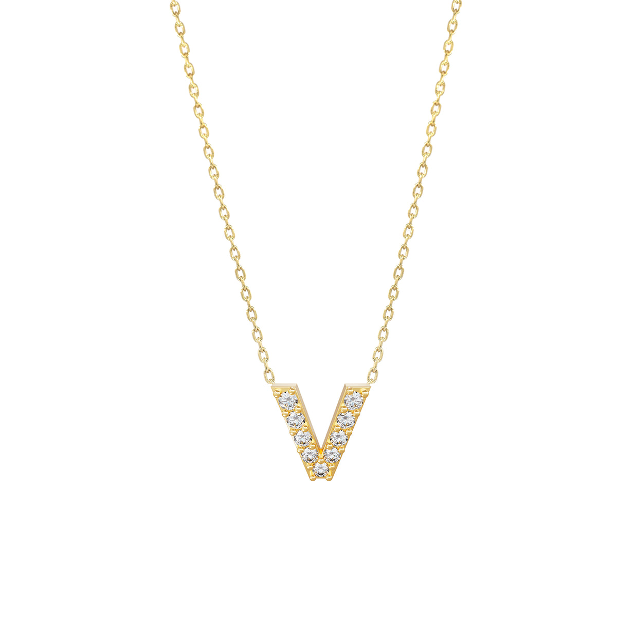 J Initial Letter Pavé Natural Diamond Necklace 14K Solid Gold