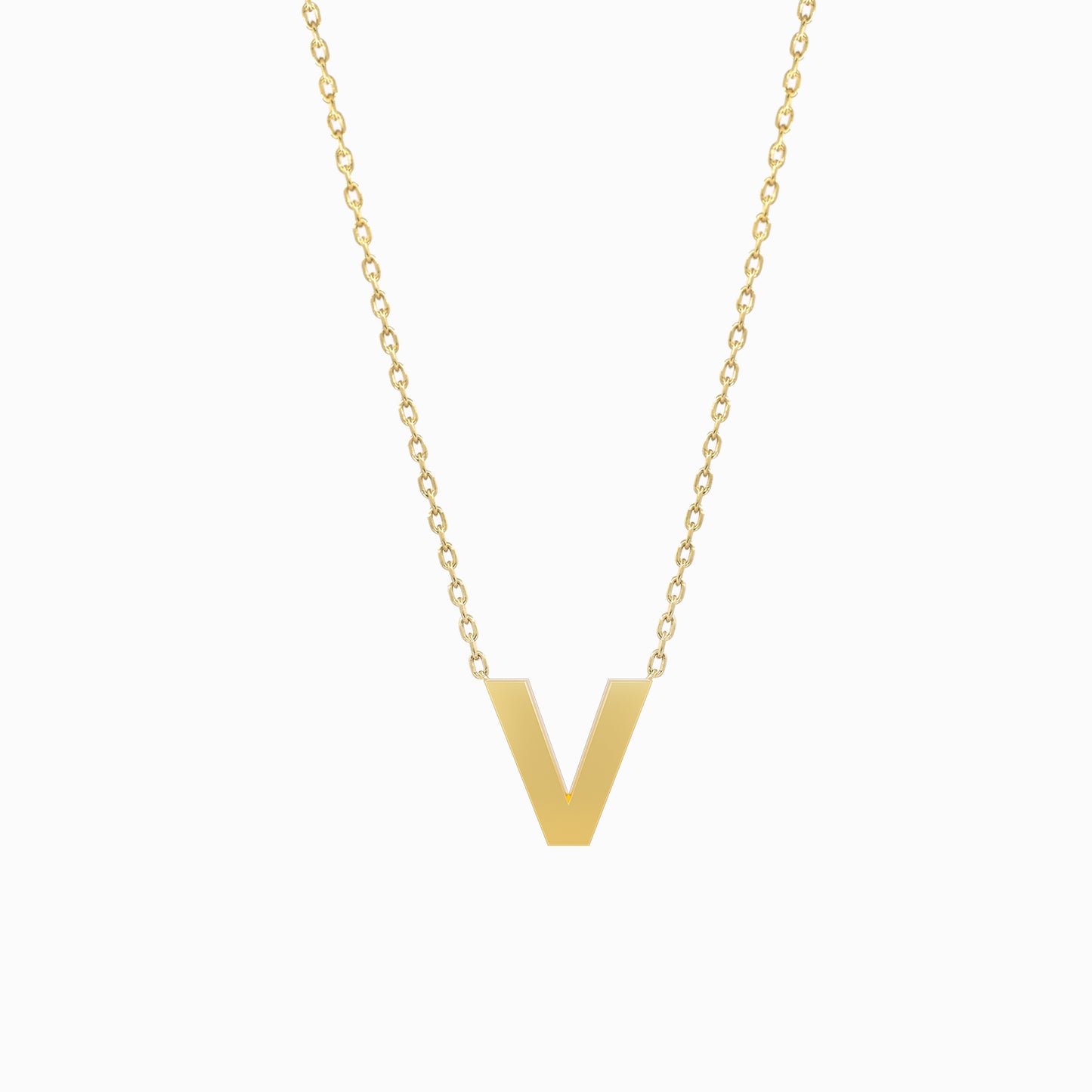 A Initial Letter Necklace 14K Solid Gold