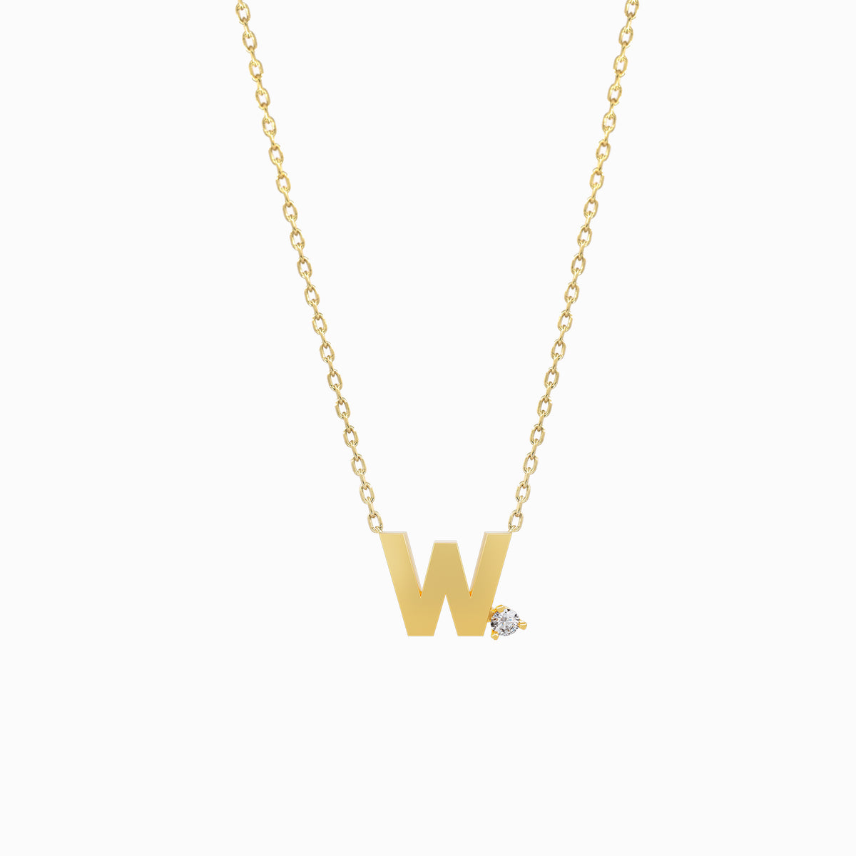 J Initial Letter Point Natural Diamond Necklace 14K Solid Gold