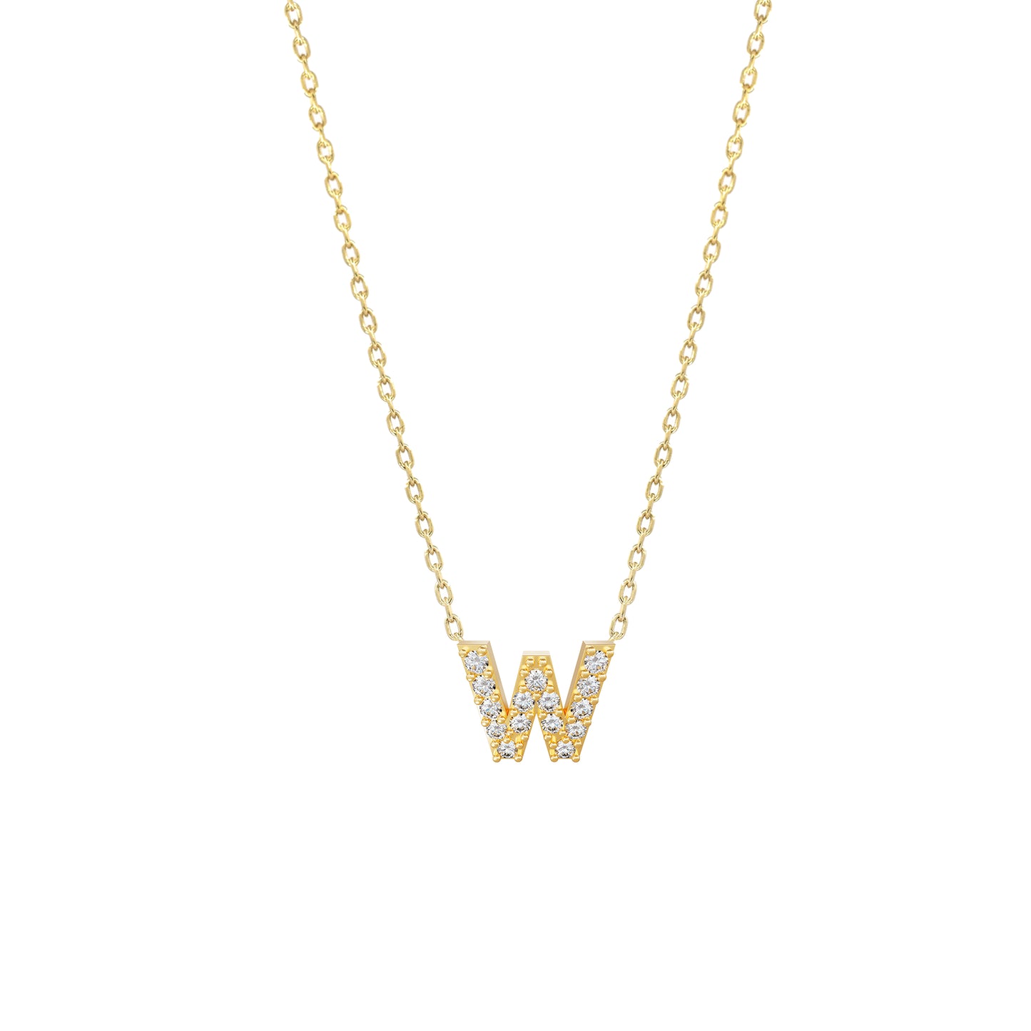 J Initial Letter Pavé Natural Diamond Necklace 14K Solid Gold